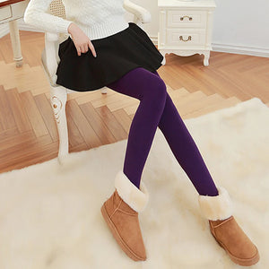 Purple Snug Faux Fur Leggings - Mounteen. Worldwide shipping available.