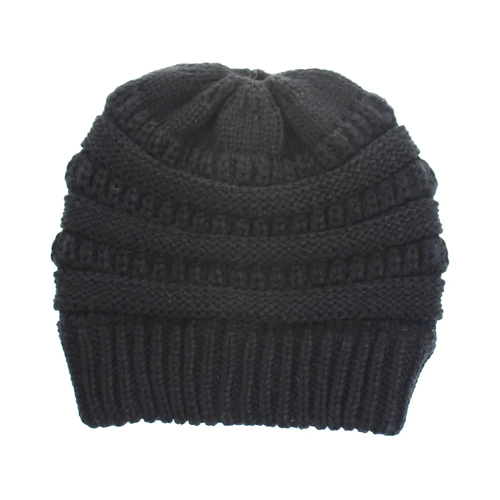 Black Soft Knit Ponytail Beanie. Shop Winter Hats on Mounteen. Worldwide shipping available.