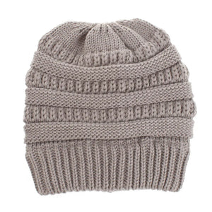 Light Gray Soft Knit Ponytail Beanie. Shop Winter Hats on Mounteen. Worldwide shipping available.