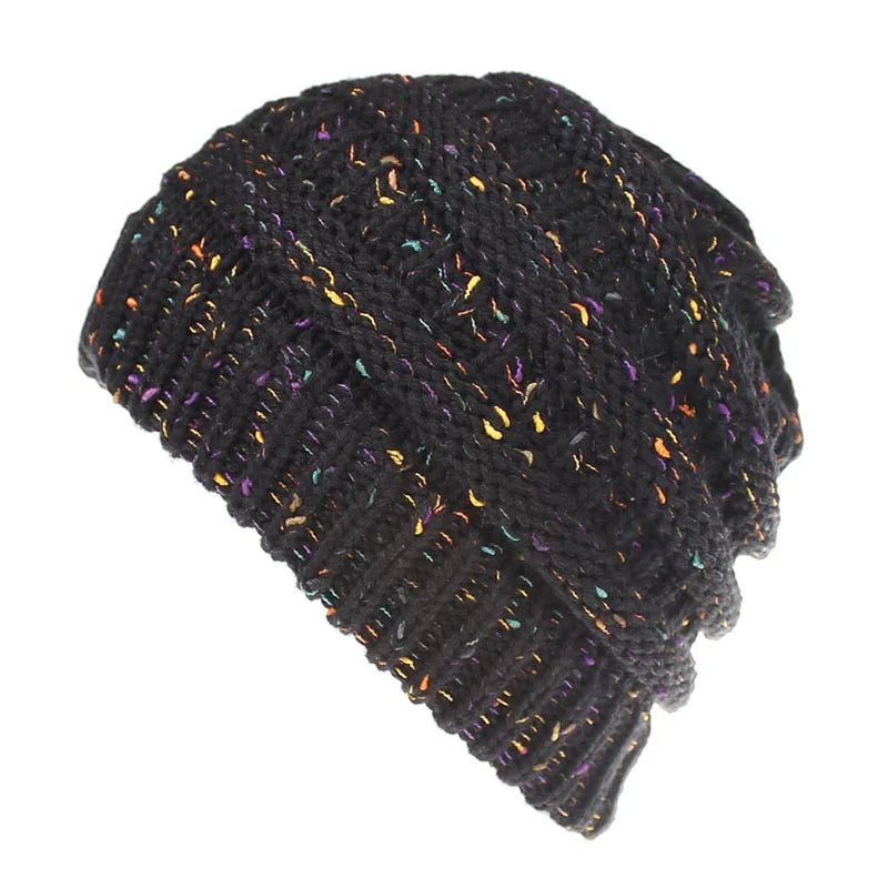 Black Soft Ponytail Confetti Beanie. Shop Winter Hats on Mounteen. Worldwide shipping available.