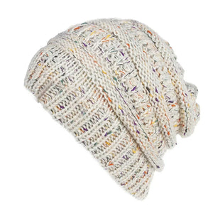 White Soft Ponytail Confetti Beanie. Shop Winter Hats on Mounteen. Worldwide shipping available.
