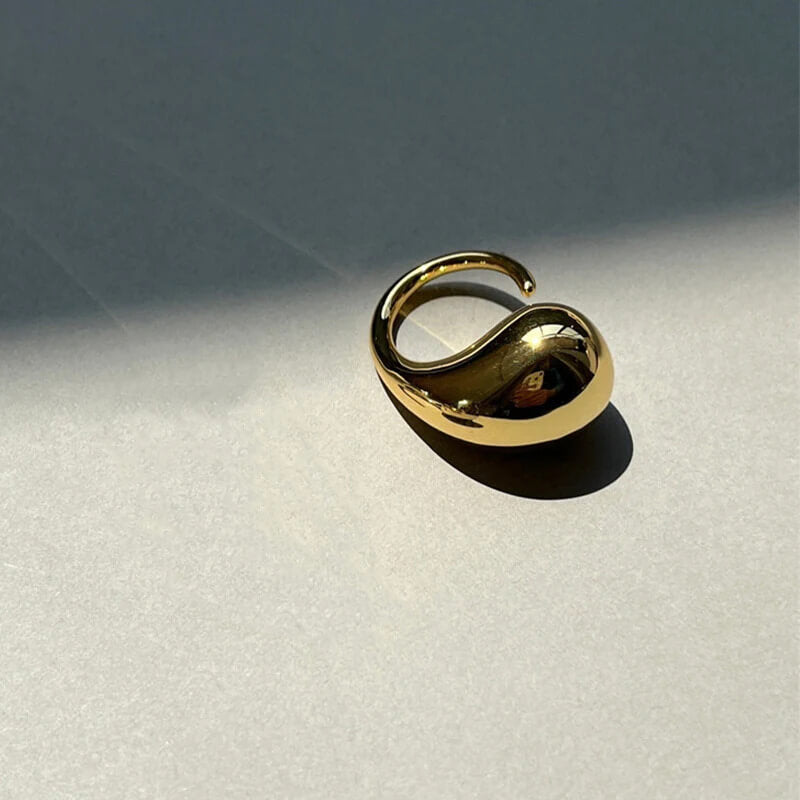Tadpole Water Drop Adjustable Ring in Gold - Mounteen