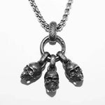 Triple Skull Halloween Gothic Spooky Necklace - Mounteen