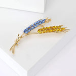 Ukraine Flag Gold-Toned Straw Brooch With Simulated Gemstones - Mounteen