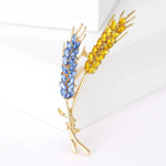Ukraine Flag Gold-Toned Straw Brooch With Simulated Gemstones in Single Color - Mounteen