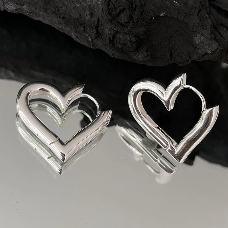 Vintage Heart Earrings 925 Sterling Silver - Mounteen