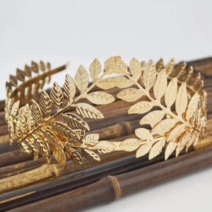 Vintage Leaf Tiara Bridal Crown Hairband in Gold - Mounteen