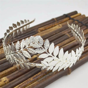 Vintage Leaf Tiara Bridal Crown Hairband in Silver - Mounteen