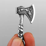 Vintage Viking Wolf and Crow Axe 316L Stainless Steel Pendant Necklace in Only Pendant - Mounteen
