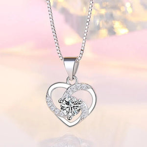 Vortex Heart Whirlpool Necklace Cubic Zirconia 925 Sterling Silver - Mounteen
