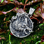 Wild Boar With Tusks Stainless Steel Pendant Necklace in Pendant Only - Mounteen