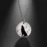 Wolf Howling In Forest Stainless Steel Necklace in Silver - Mounteen