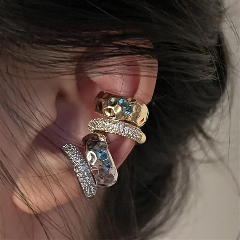 Zinc No Piercing Dual Ring Ear Cuffs