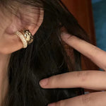 Zinc No Piercing Dual Ring Ear Cuffs in Gold - Mounteen