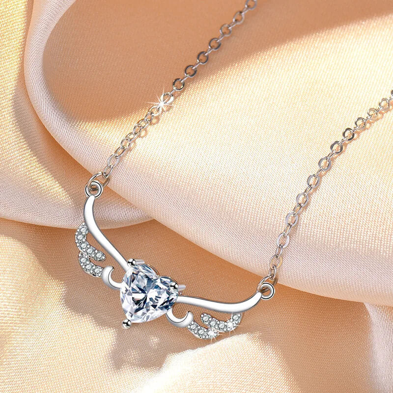 Zircon Heart Pendant Necklace With Multiple Stones Cubic Zirconia 925 Sterling Silver - Mounteen