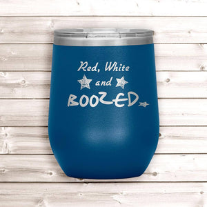 4th of July Wine Tumbler - Blue