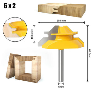 6mm/6.35mm/8mm CNXING Carbide Alloy Shank 45 Degree Lock Miter Router Bit for Woodworking in 6X50.8mm - Mounteen