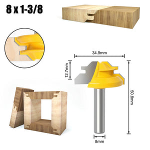 6mm/6.35mm/8mm CNXING Carbide Alloy Shank 45 Degree Lock Miter Router Bit for Woodworking in 8X34.9mm - Mounteen