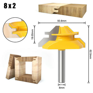 6mm/6.35mm/8mm CNXING Carbide Alloy Shank 45 Degree Lock Miter Router Bit for Woodworking in 8X50.8mm - Mounteen