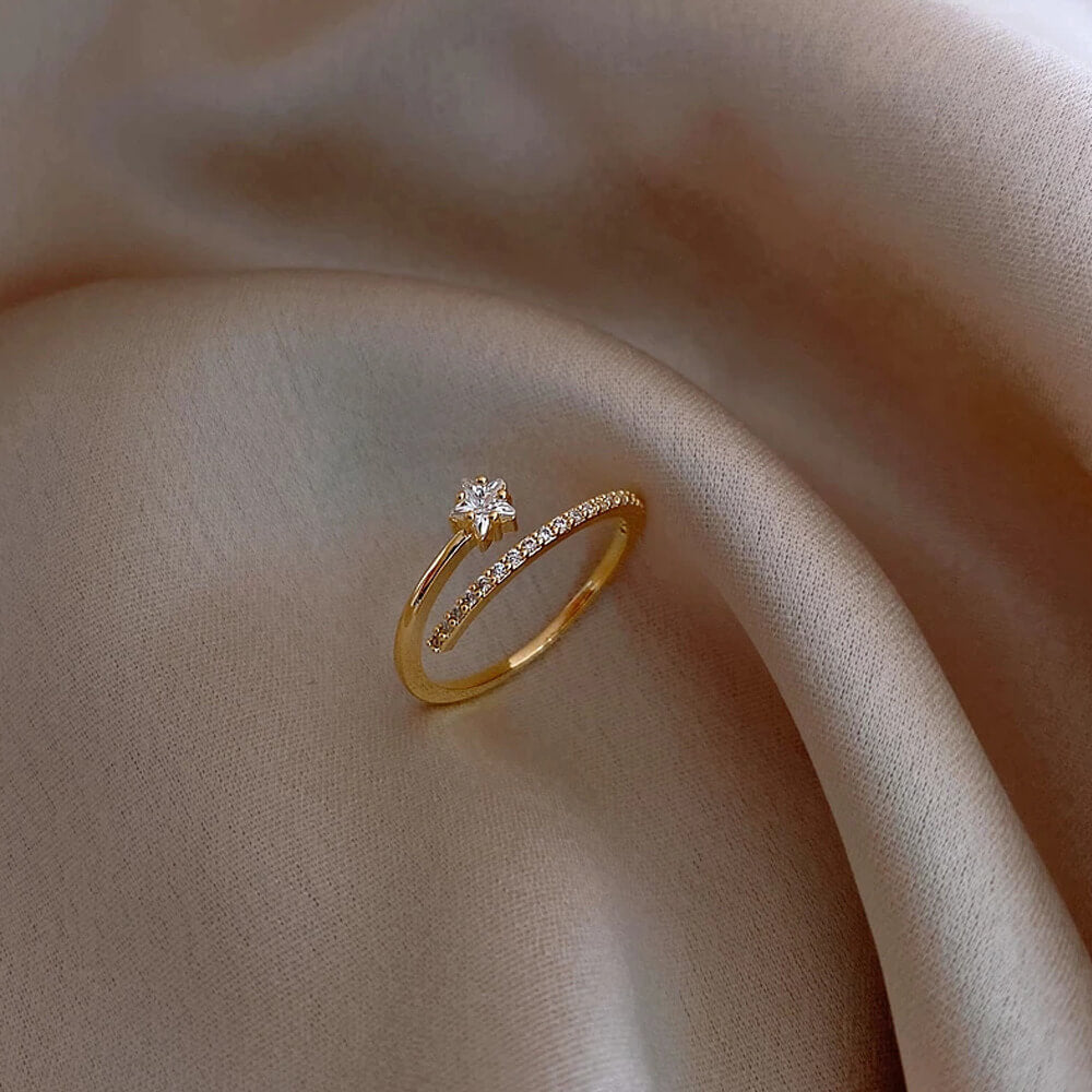 Adjustable Celestial Gold Ring With Star. Shop Jewelry on Mounteen. Worldwide shipping available.
