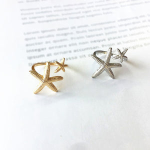 Adjustable Double Starfish Ring. Shop Jewelry on Mounteen. Worldwide shipping available.