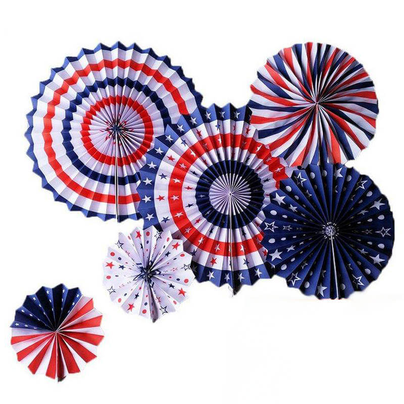 American Flag Tissue Paper Fans