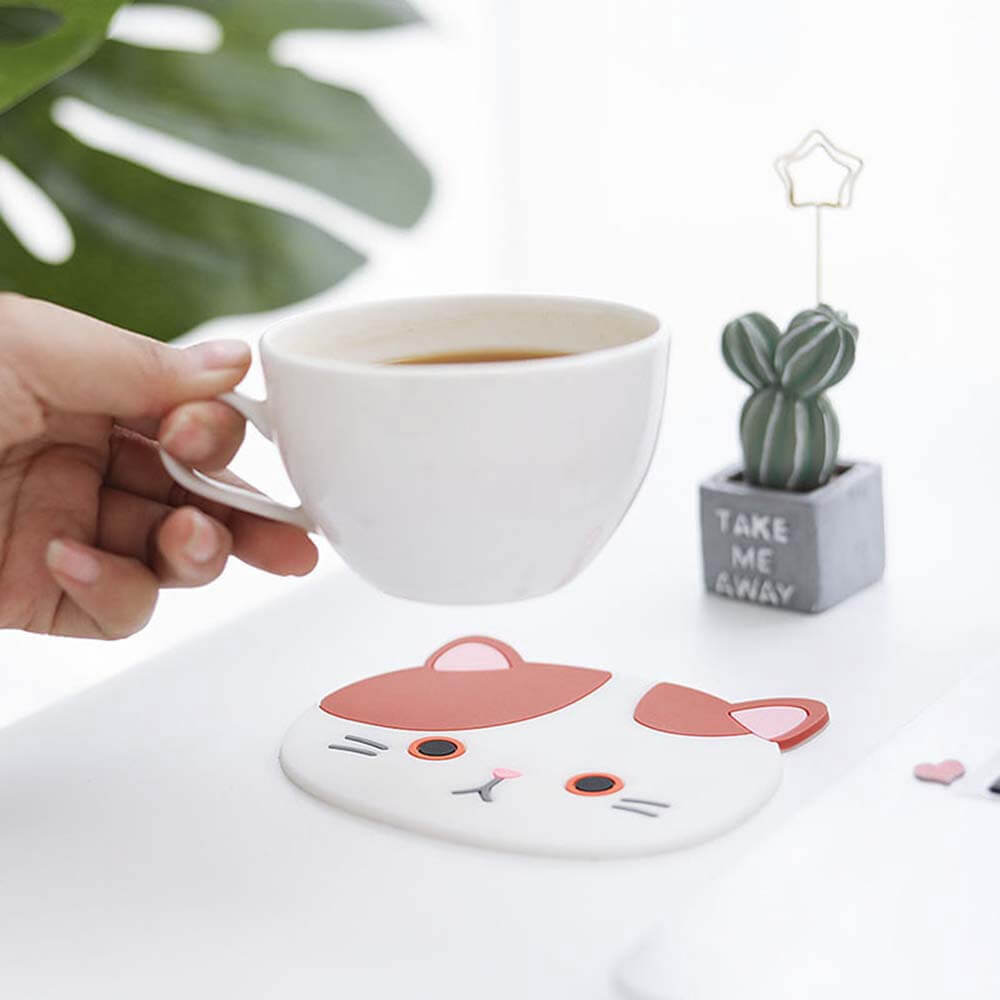 Cat Shaped Tea Coaster Cup Mat. Shop Coasters on Mounteen. Worldwide shipping available.