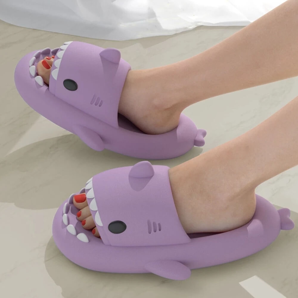 Purple Non-Slip Shark Slides. Shop Shoes on Mounteen. Worldwide shipping available.