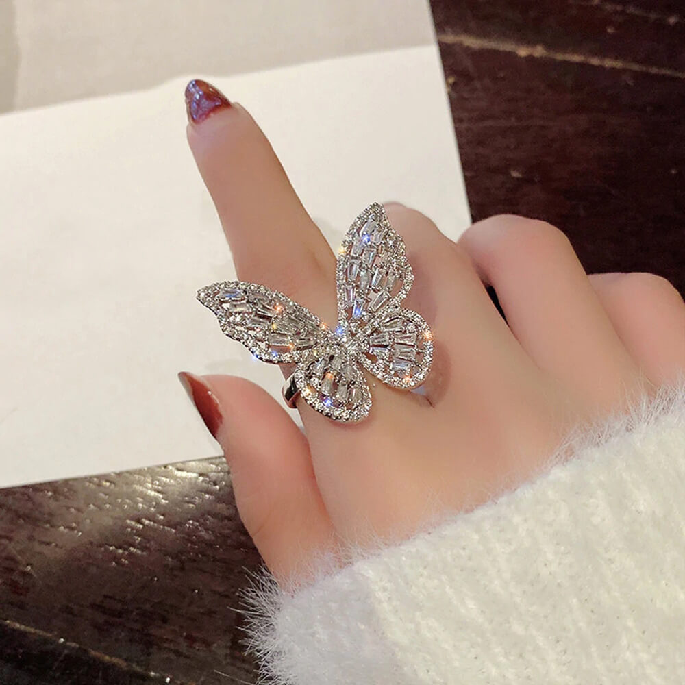 Copper & Cubic Zirconia Butterfly Ring. Shop Jewelry on Mounteen. Worldwide shipping available.