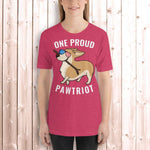 Corgi "One Proud Pawtriot" T-Shirt. Shop Shirts & Tops on Mounteen. Worldwide shipping available.