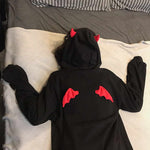 Cute Black Devil Hoodie With Horns And Wings. Shop Shirts & Tops on Mounteen. Worldwide shipping available.