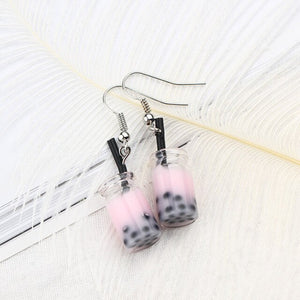 Cute Milk Tea Dangle Boba Earrings. Shop Earrings on Mounteen. Worldwide shipping available.