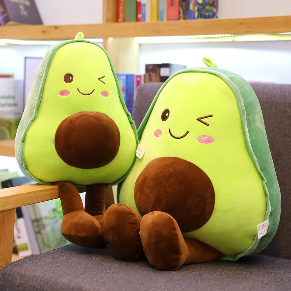 Cute Stuffed Avocado Plush with Legs. Shop Throw Pillows on Mounteen. Worldwide shipping available.