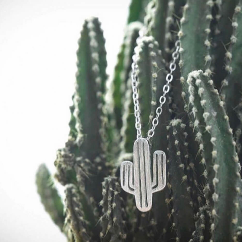 Dainty Desert Cactus Necklace Pendant. Shop Jewelry on Mounteen. Worldwide shipping available.