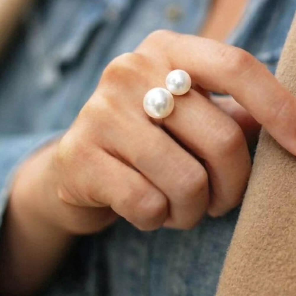 Double Pearl Ring for Women. Shop Jewelry on Mounteen. Worldwide shipping available.