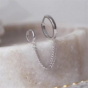 Double Piercing Earring Chain with Small Hoops. Shop Earrings on Mounteen. Worldwide shipping available.
