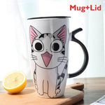 Cat mug with lid