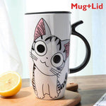 Cute cat mug with lid