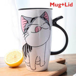 Cat mug with lid