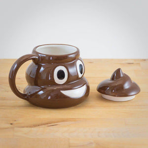 Funny Poop Emoji Mug with Handgrip & Swirly Lid. Shop Mugs on Mounteen. Worldwide shipping available.