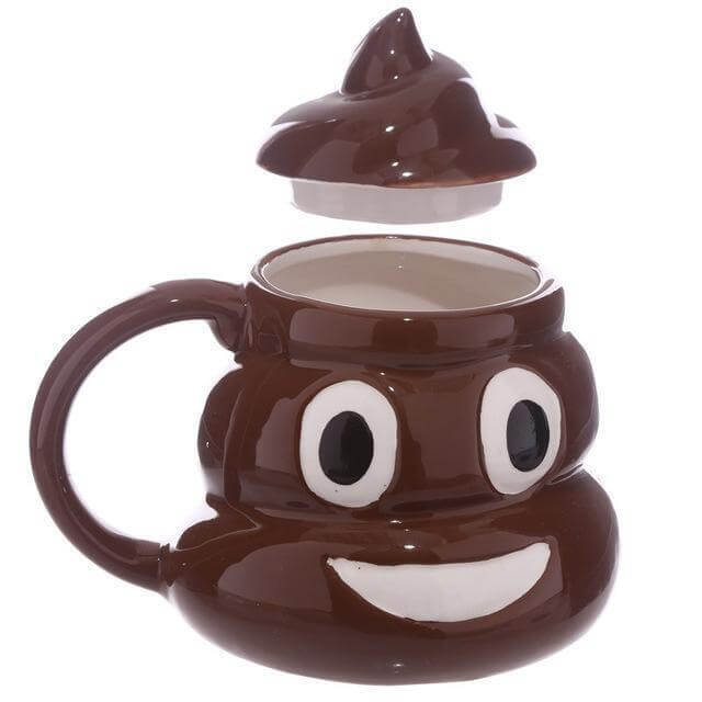 Funny Poop Emoji Mug with Handgrip & Swirly Lid. Shop Mugs on Mounteen. Worldwide shipping available.