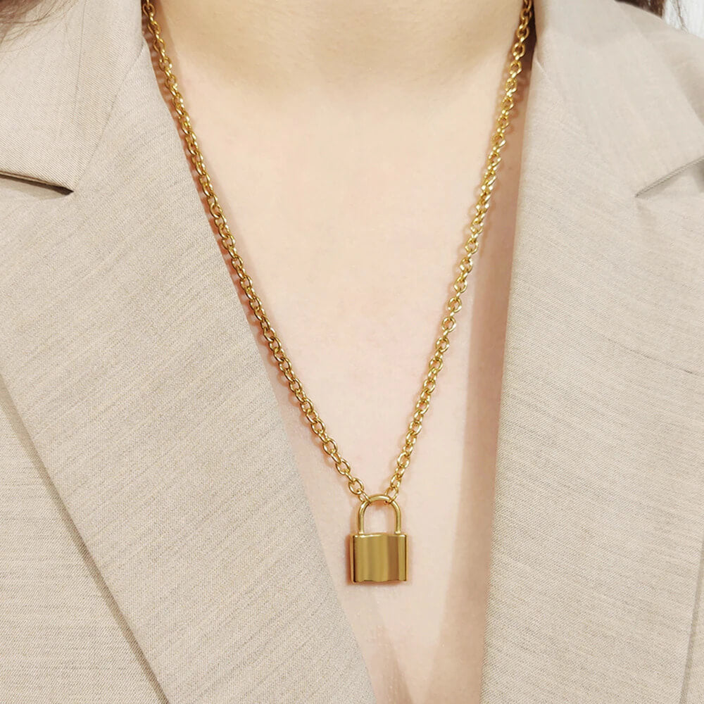 Gold & Silver Lock Necklace. Shop Jewelry on Mounteen. Worldwide shipping available.