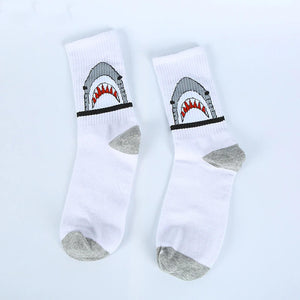 Grey & White Cotton Shark Socks. Shop Hosiery on Mounteen. Worldwide shipping available.