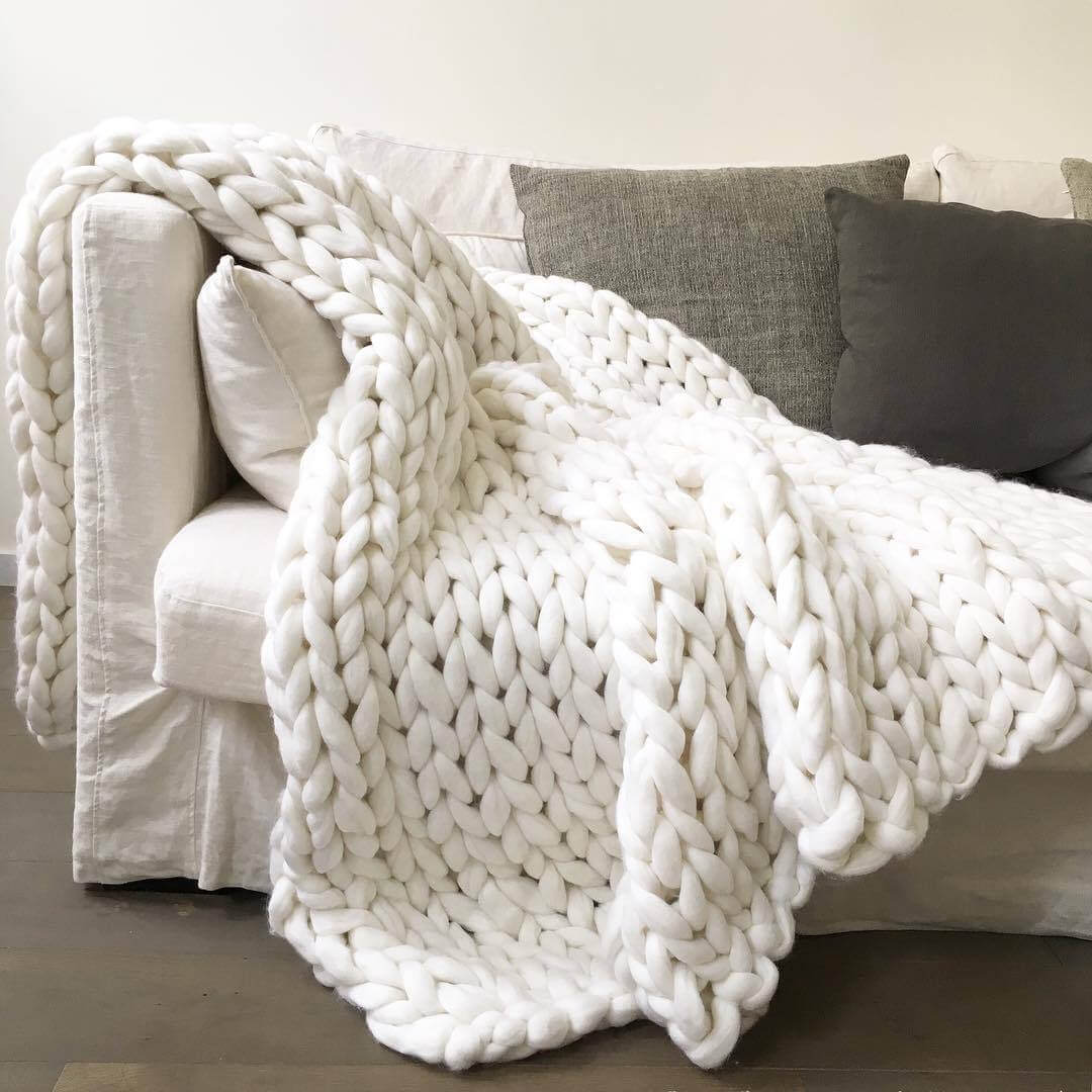 Handmade Chunky Knit Blanket. Shop Blankets on Mounteen. Worldwide shipping available.