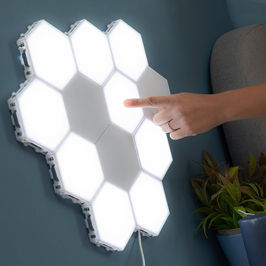 Hexagon Modular Touch LED Tile Lights (Set of 5). Shop Wall Light Fixtures on Mounteen. Worldwide shipping available.