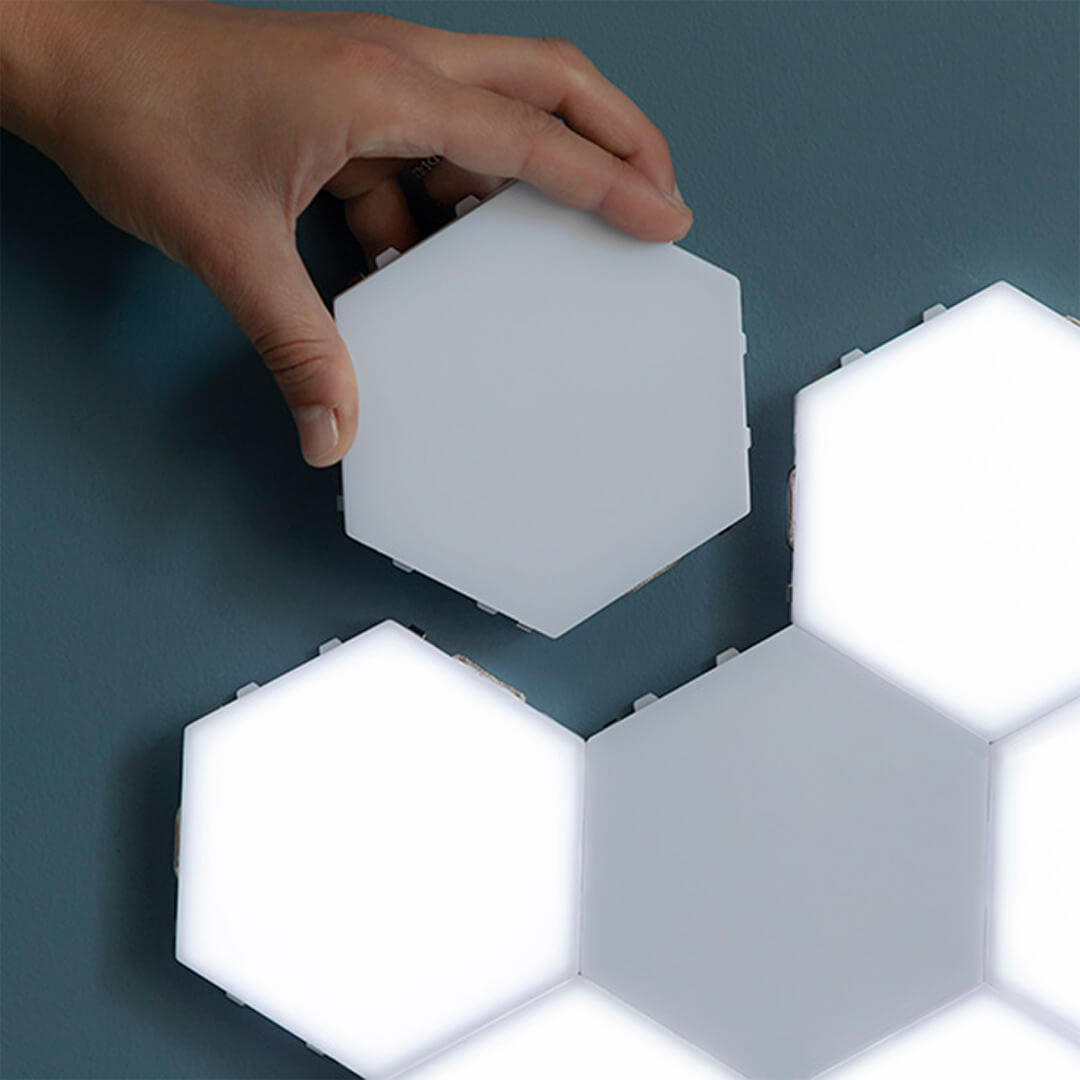 Hexagon Modular Touch LED Tile Lights (Set of 5). Shop Wall Light Fixtures on Mounteen. Worldwide shipping available.