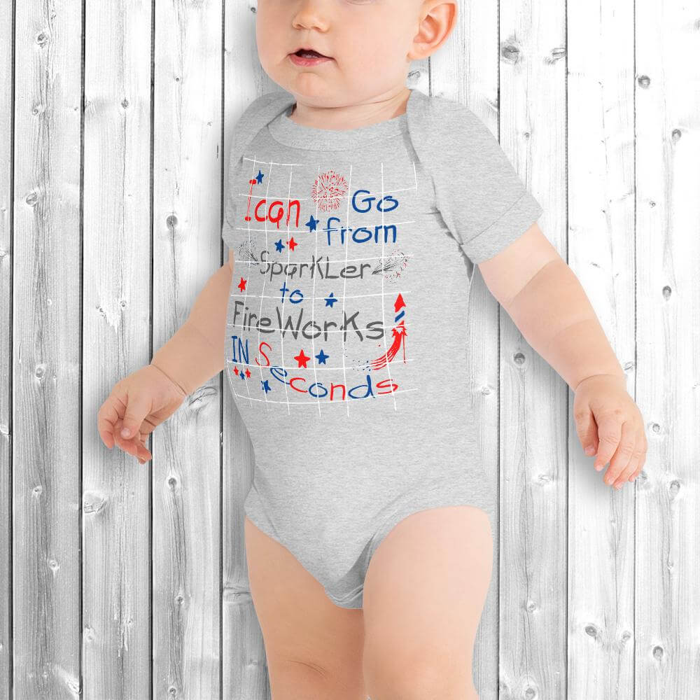 4th of July Baby Onesie Gray