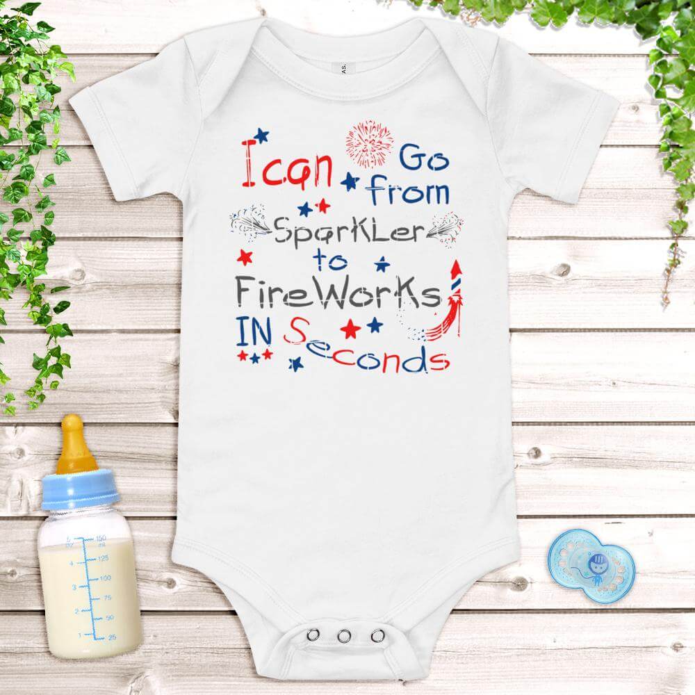4th of July Baby One Piece White