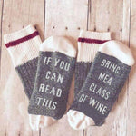 If You Can Read This Bring Me A Glass Of Wine Socks - Light Gray