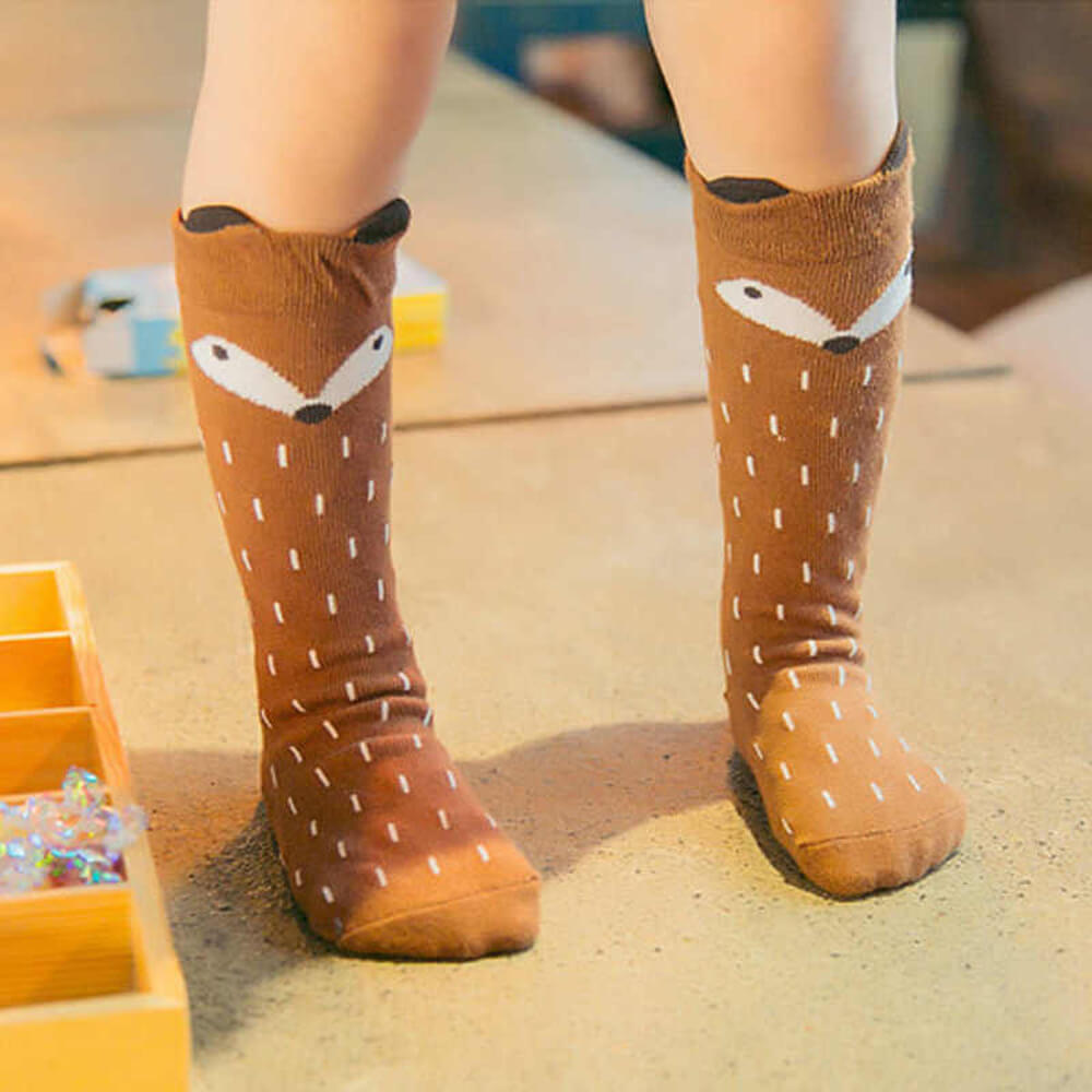 Knee-high fox socks for babies. Shop Hosiery on Mounteen. Worldwide shipping available.